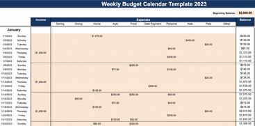 monthly spending worksheet